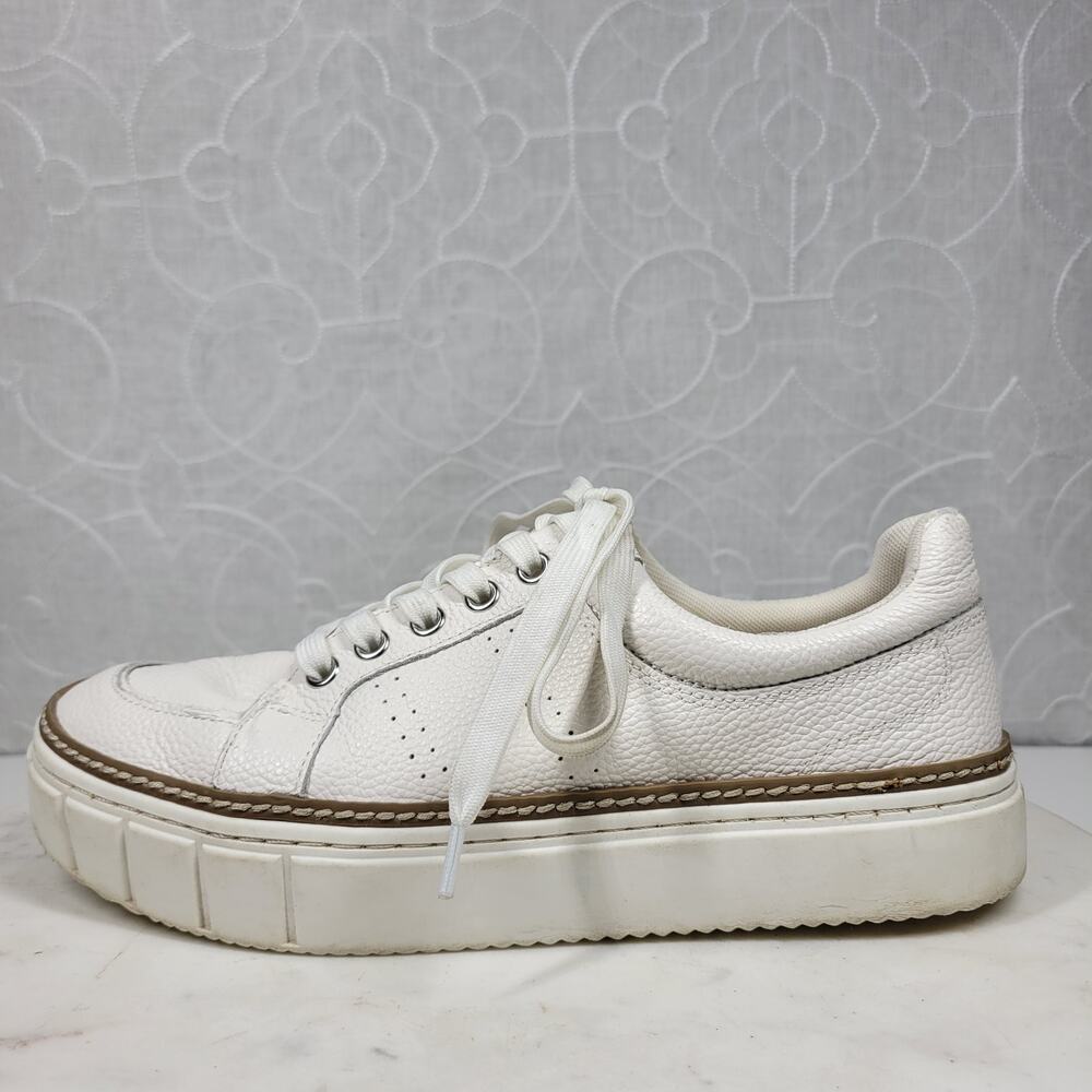 Vince Camuto Rezelli Platform Sneakers Womens 7.5 White Leather Lace-Up Shoes
